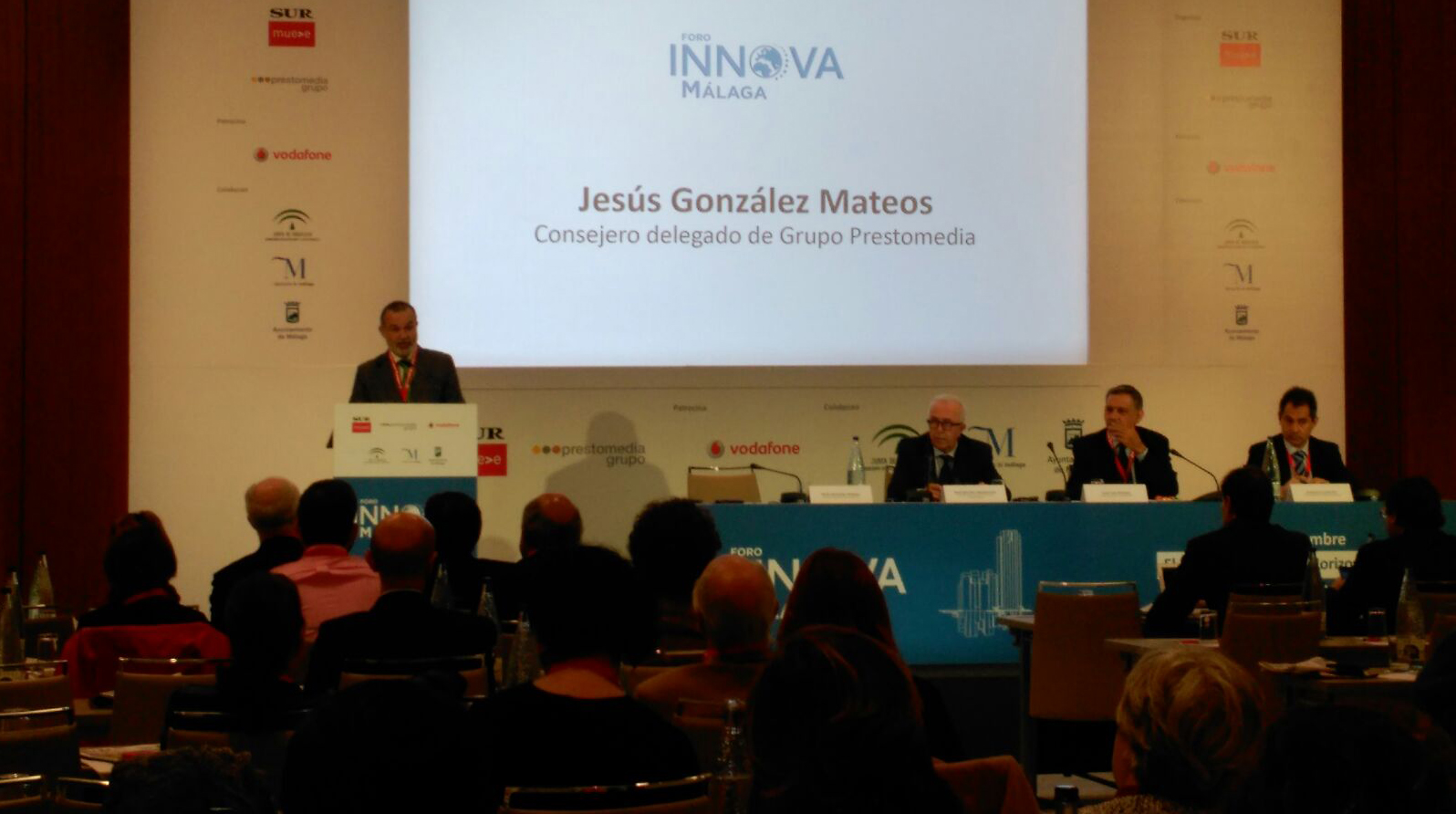 Intervención de Jesús González, consejero delegado de Grupo Prestomedia, durante la jornada inaugural de Innova Málaga.